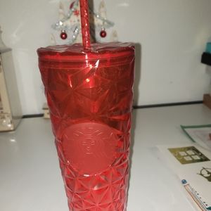 Poinsettia Red Prism Cold Cups and Ornament